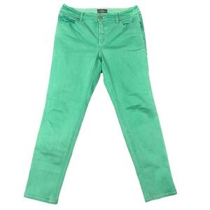 Chicos So Slimming Green Straight Leg Jeans Chicos Size 1 Womens 8 Mid Rise